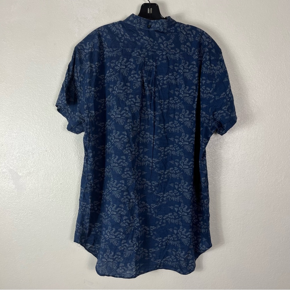 Billy Reid Blue Printed Standstd Button Down Short Sleeve Shirt XL - Picture 2 of 6